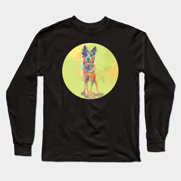 Blue Heeler Dog Long Sleeve T-Shirt by Flo Art Studio